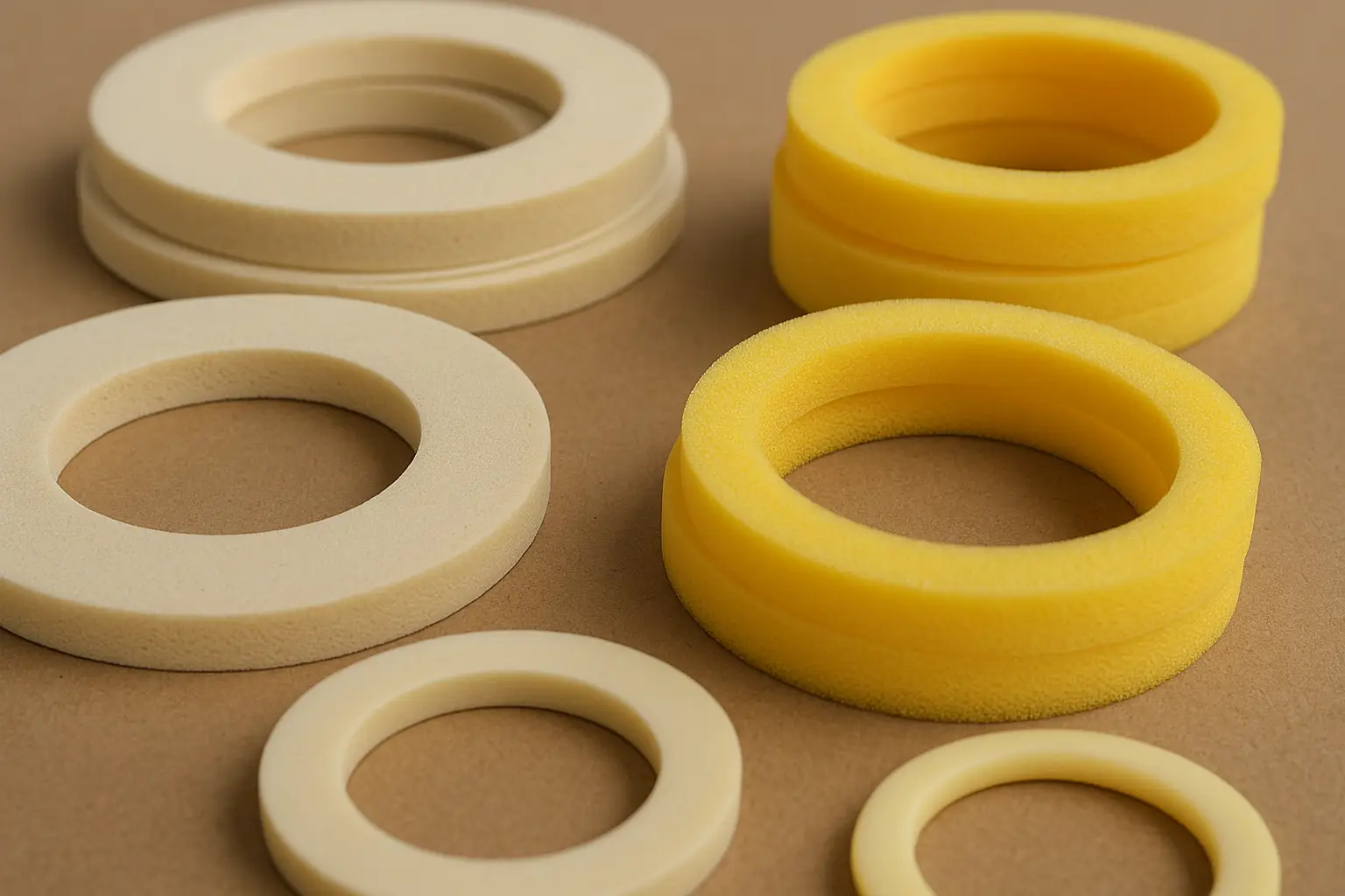 Guarnizioni industriali in poliuretano compatto e microcellulare prodotte da Elastotecnica su disegno tecnico